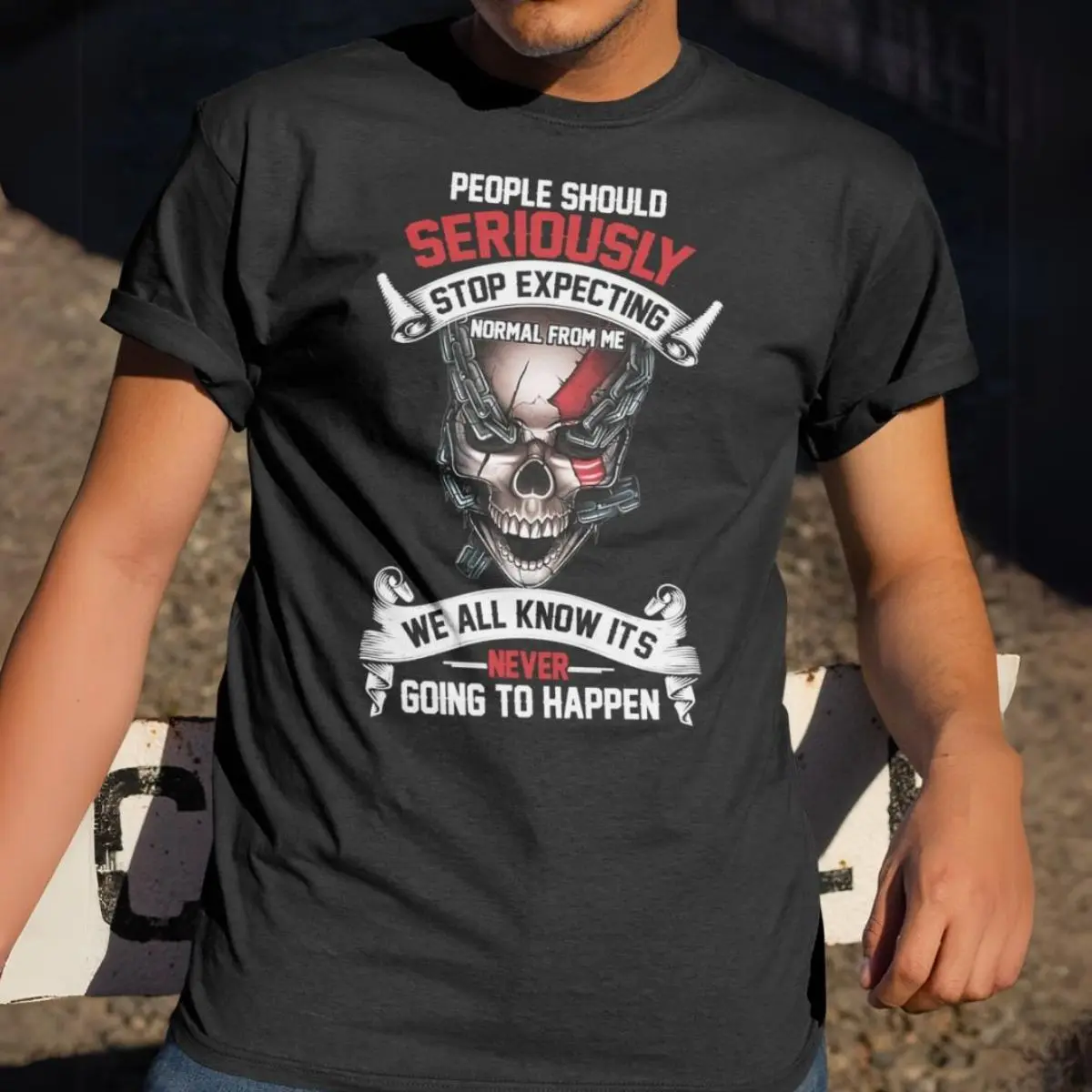 Skull Halloween Sarcastic Graphic Shirt: Stop Expecting Normal From Me