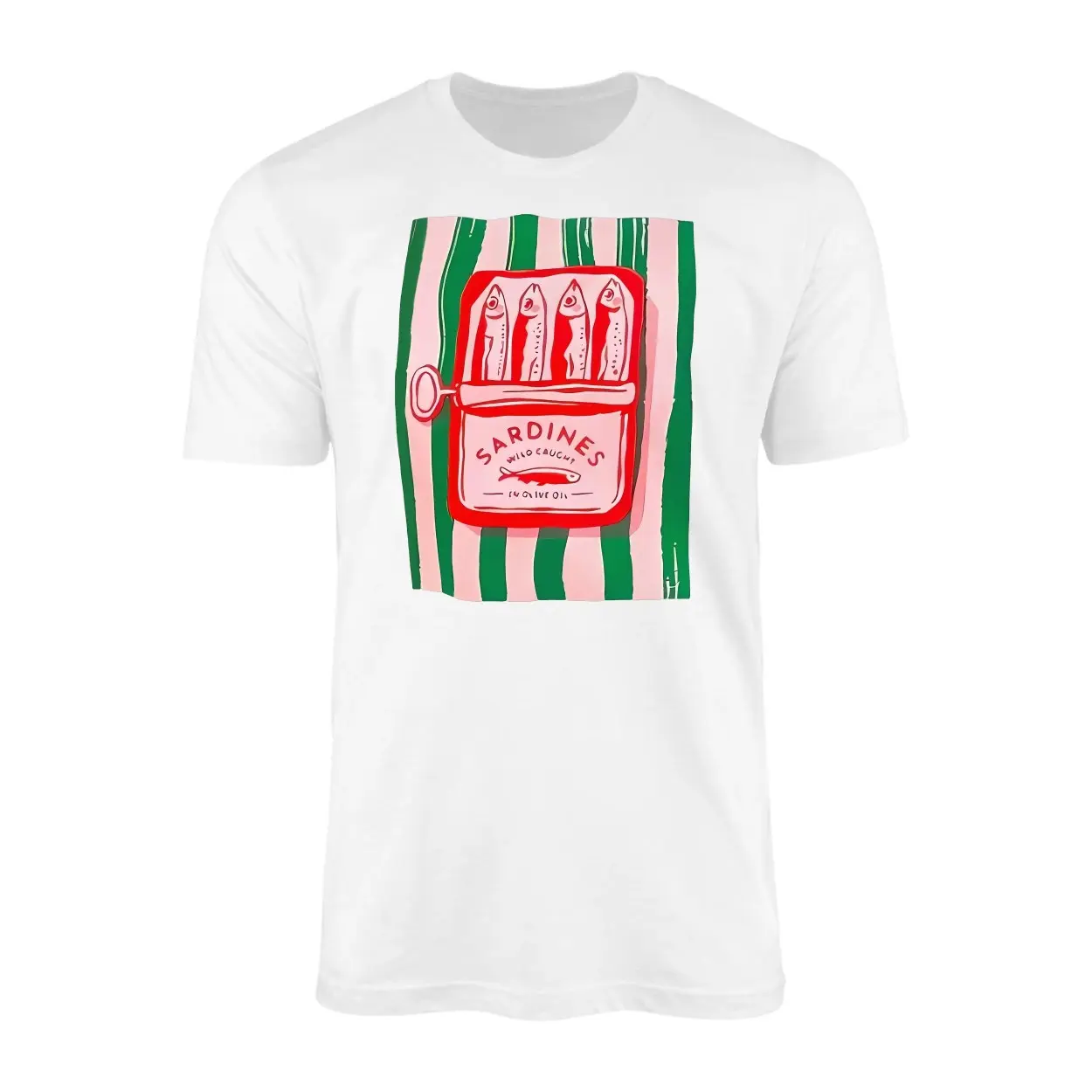 Sardines Wild Caught Retro Can Illustration E28093 Vintage Food Graphic T shirt 1.jpg