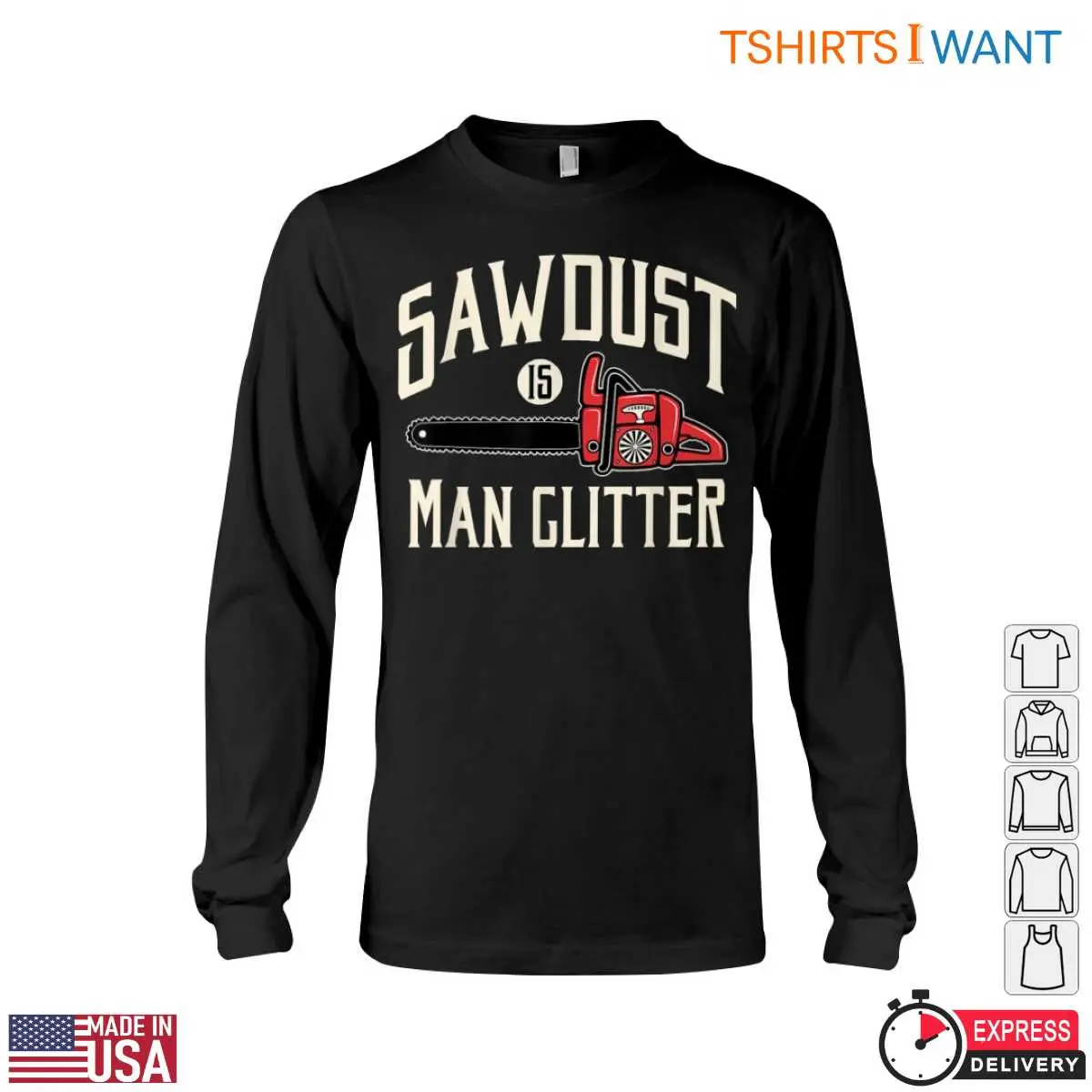 Sawdust Is Man Glitter Lumberjack T-Shirt Mens Red Chainsaw Design Tee 13 Sawdust Is Man Glitter T-Shirt Detail