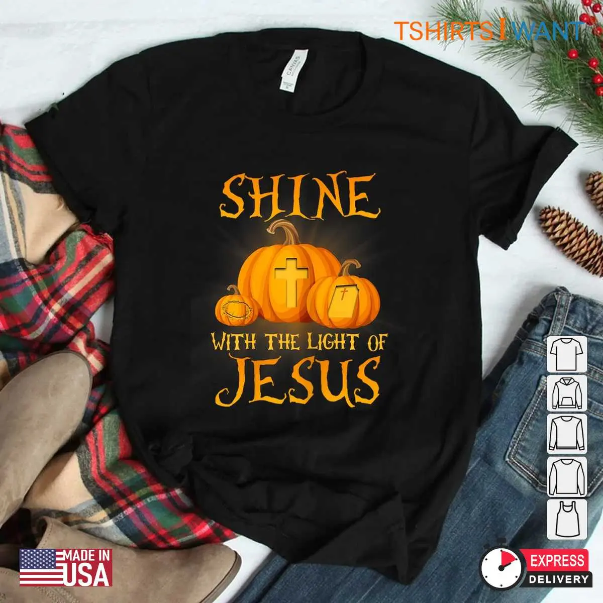 Shine With The Light Of Jesus Christian Pumpkin Tee 3 1.jpg