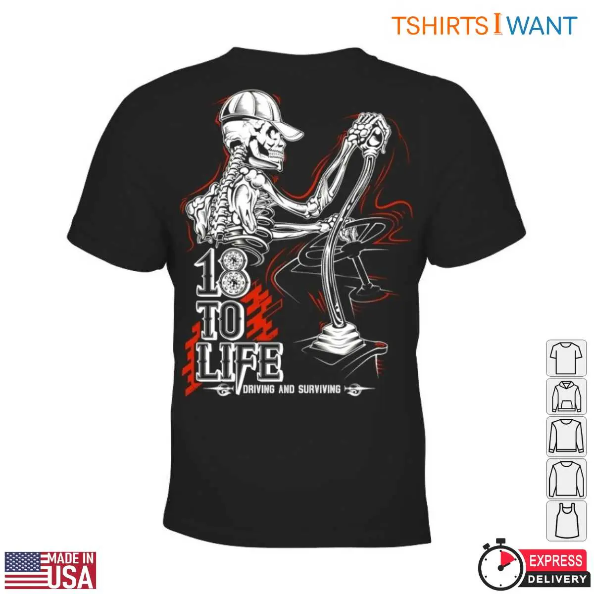 Skeleton 18 Wheeler Driving Surviving T Shirt 2 1.jpg