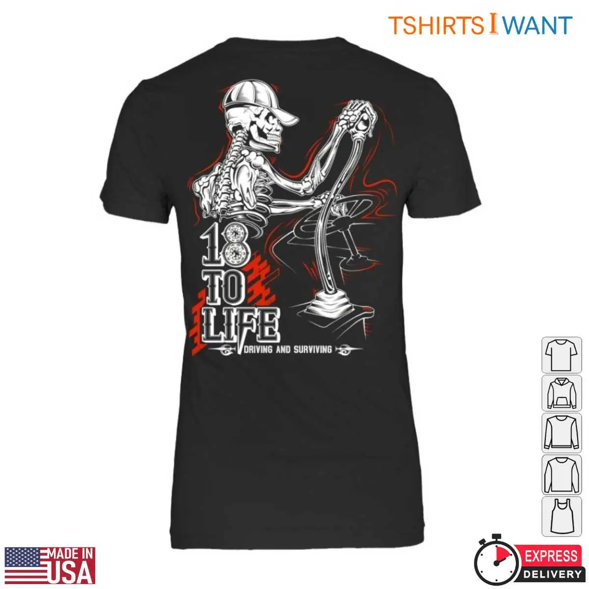 Skeleton 18 Wheeler Driving & Surviving T-Shirt 13 Skeleton 18 Wheeler Driving & Surviving T-Shirt Detail