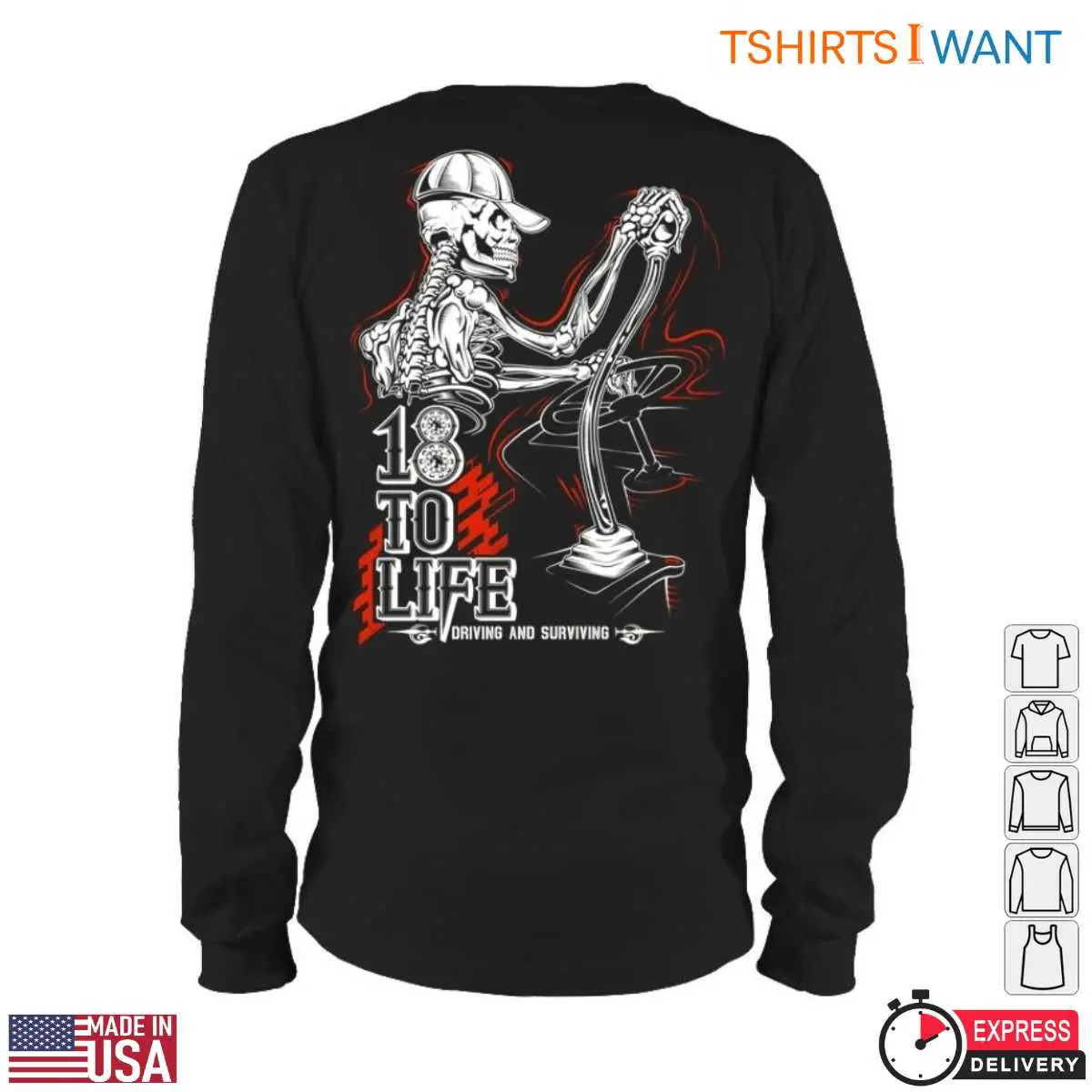 Skeleton 18 Wheeler Driving Surviving T Shirt 5 1.jpg