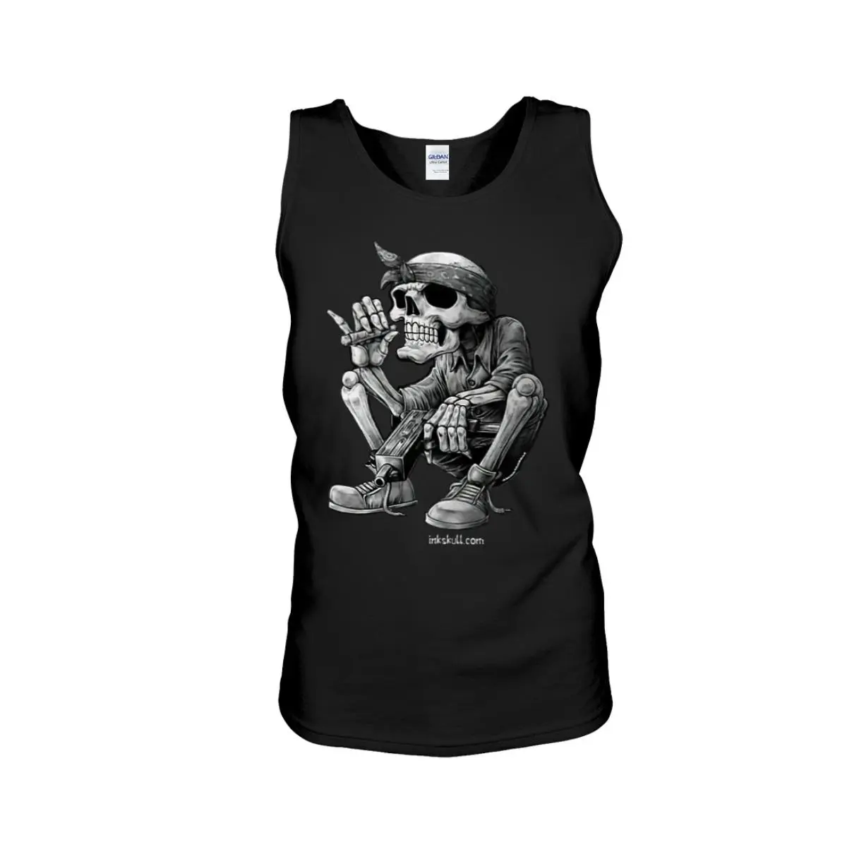 Skeleton Smoking A Cigarette, Funny Skeleton Graphic Tank Top