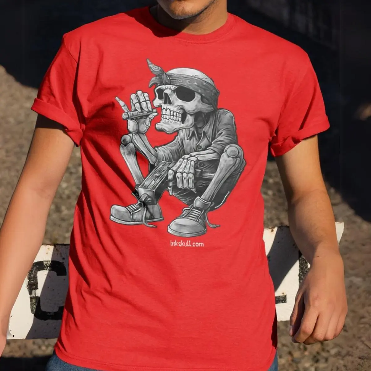 Skeleton Smoking A Cigarette, Funny Skeleton Graphic Tee