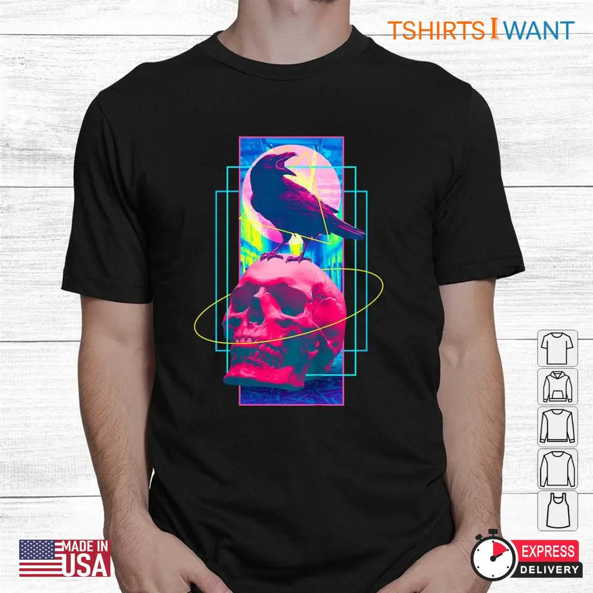 Skull And Crow Vaporwave Spooky Tee 2 1.jpg