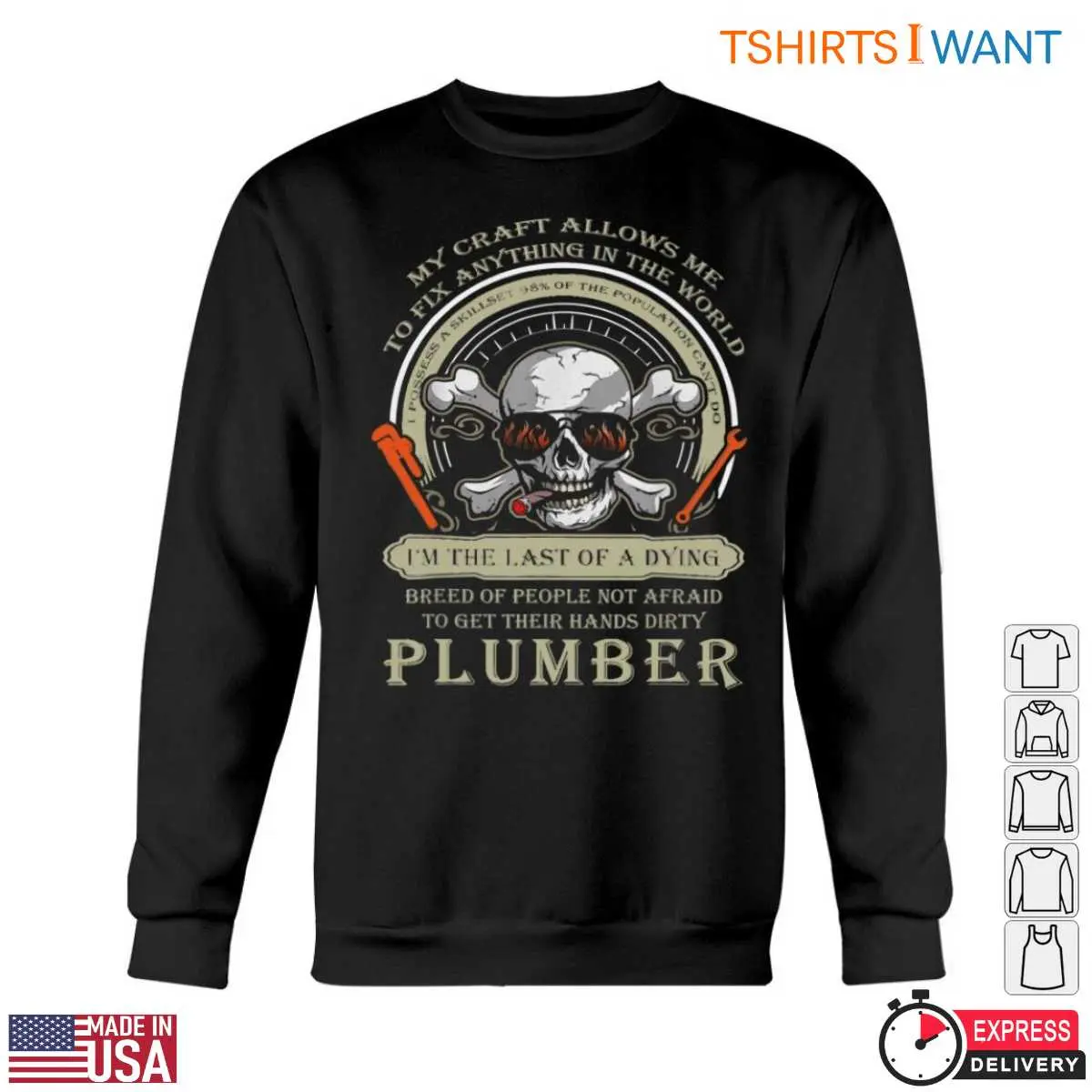Skull Graphic T Shirt Plumber The Last of a Dying Breed Tee 5 1.jpg