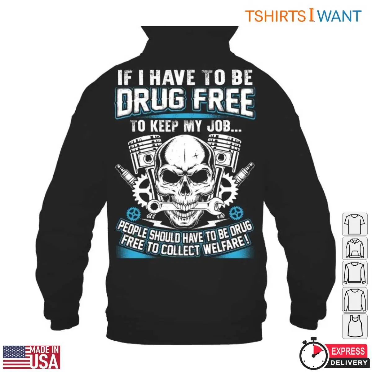 Skull Mechanic Shirt - Drug Free Job and Welfare Statement Tee 13 Skull Mechanic T-Shirt Detail