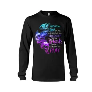 Skull with Flames T Shirt Good Girl vs Bitch Comfort Color Graphic Tees 3