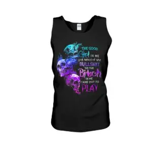 Skull with Flames Women's Halloween Sweatshirt - Good Girl vs Bitch Design 8 Skull with Flames T Shirt Good Girl vs Bitch Comfort Color Graphic Tees 4
