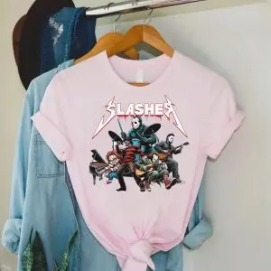 Slasher Horror Band Shirt – Funny Halloween Villains Rock Concert Tee 8 Slasher Horror Band Shirt – Funny Halloween Villains Rock Concert Tee 3
