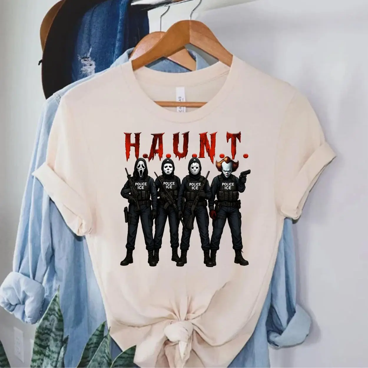 Slasher Horror Squad Shirt – Funny HAUNT Halloween Police ICE Costume Tee 2