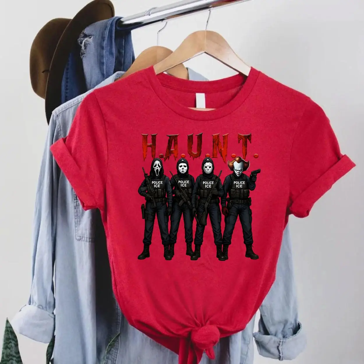 Slasher Horror Squad Shirt – Funny HAUNT Halloween Police ICE Costume Tee 6