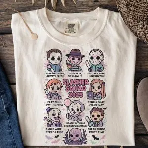 Slasher Squad 2025 Shirt – Cute Pastel Horror Movie Characters Tee 7 Slasher Squad 2025 Shirt – Cute Pastel Horror Movie Characters Tee 2