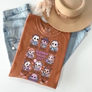 Slasher Squad 2025 Shirt – Cute Pastel Horror Movie Characters Tee 5