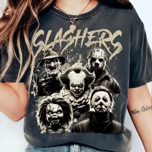 Slashers Horror Icons Shirt – Scary Halloween Villains Graphic Tee 1