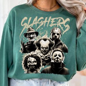 Slashers Horror Icons Shirt – Scary Halloween Villains Graphic Tee 4