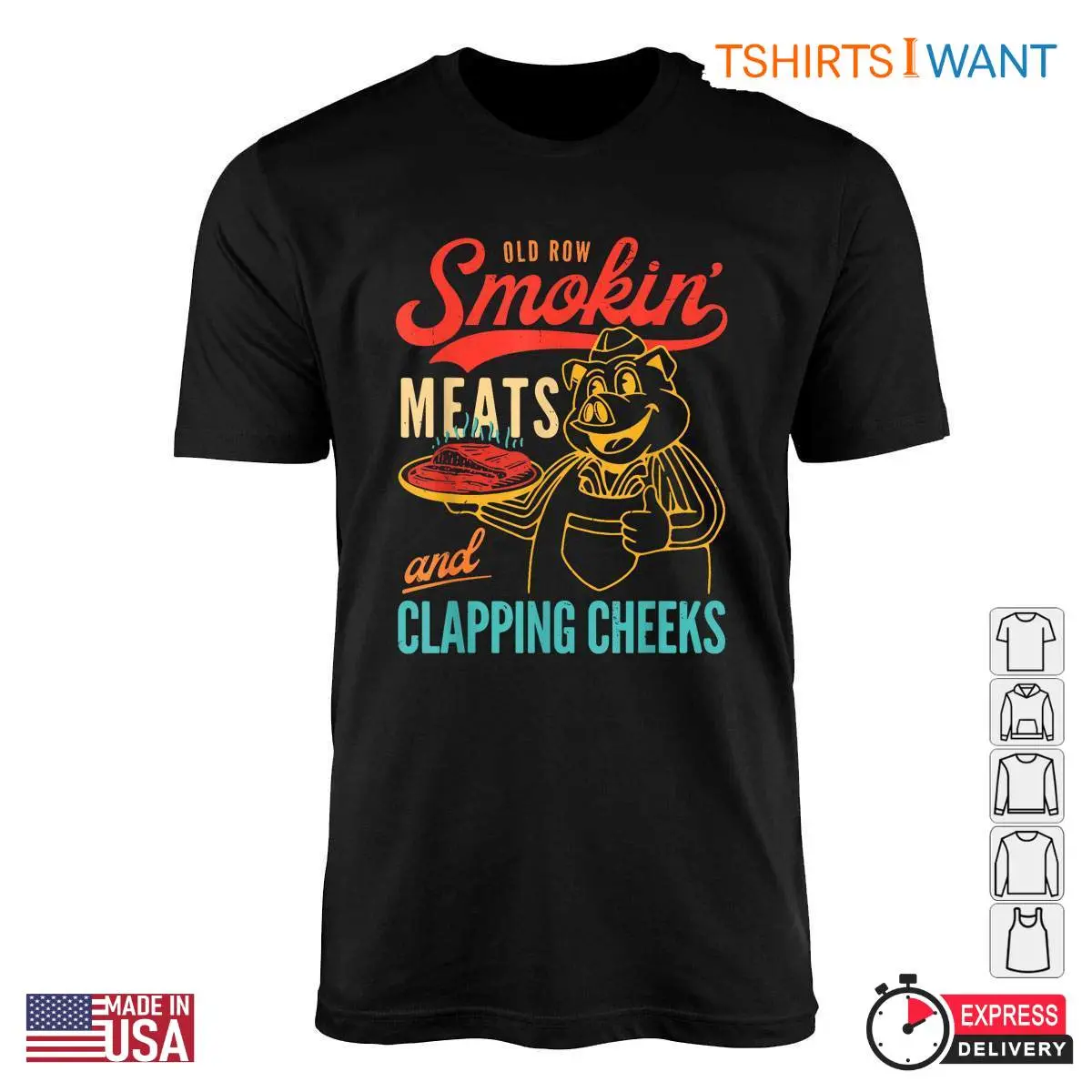 Smokin' Meats & Clapping Cheeks T Shirt – Funny BBQ Lover Gift 1