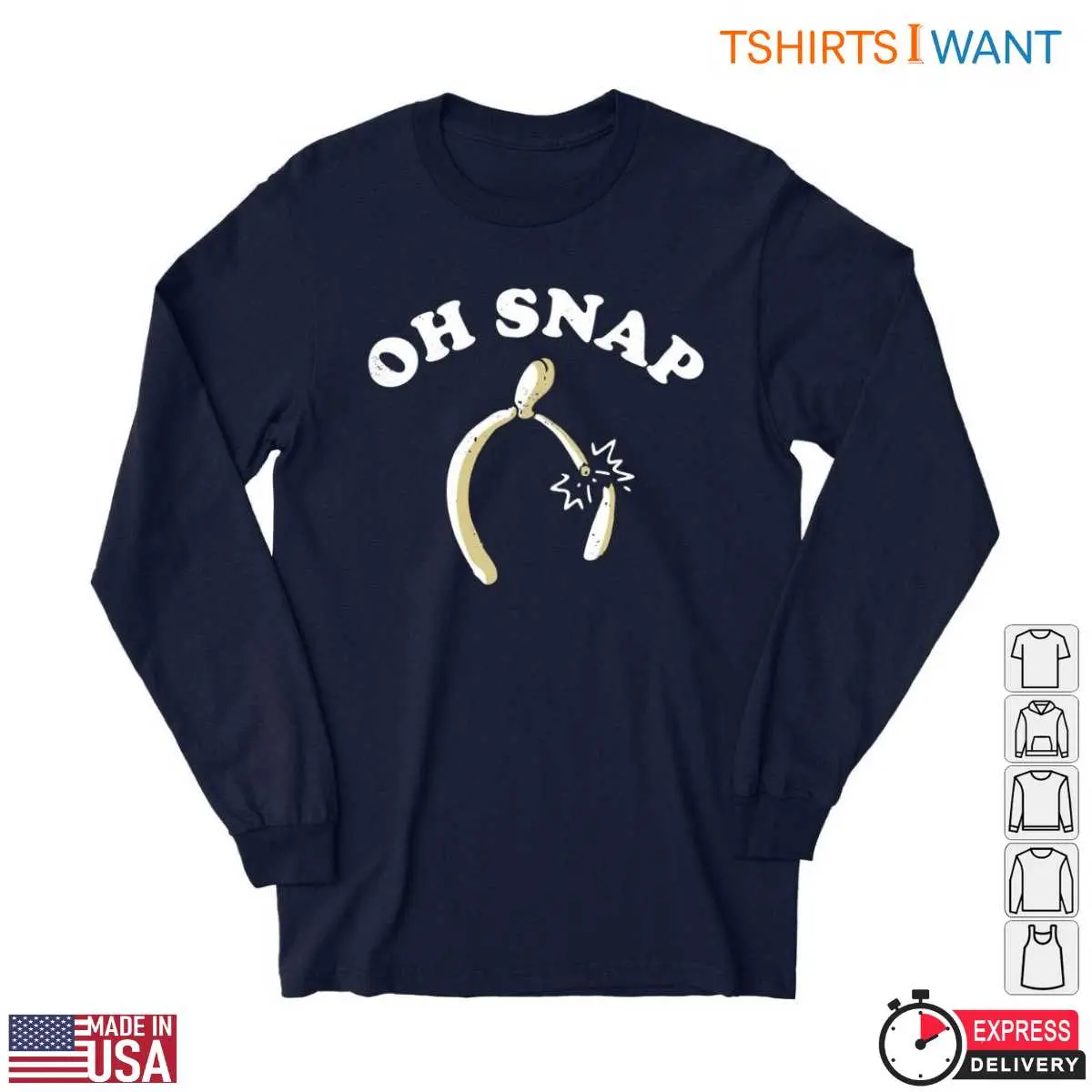 Snapped Wishbone T-Shirt - Oh Snap Graphic Tee for Thanksgiving Fun 11 Snapped Wishbone T-Shirt Detail