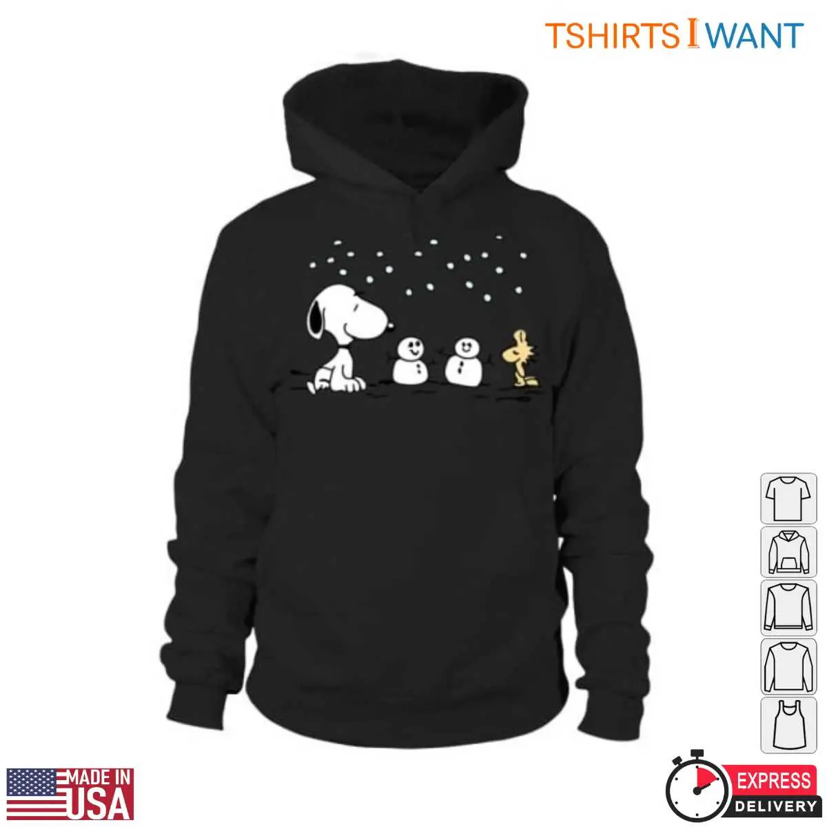 Snoopy and Woodstock T-Shirt - Snowman Holiday Scene Christmas Tee 13 Snoopy and Woodstock Holiday Scene T-Shirt Detail