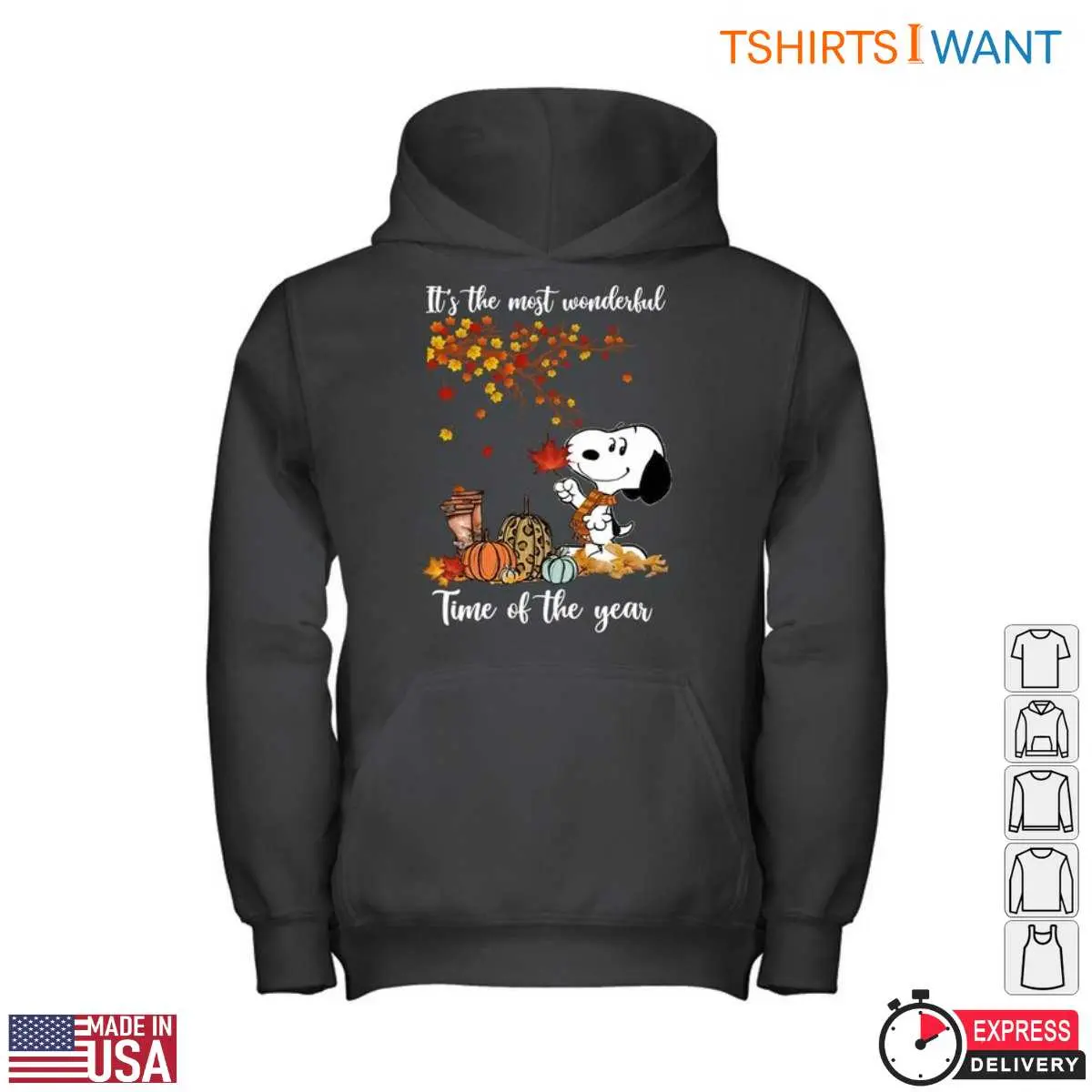 Snoopy Autumn Images T-Shirt - Celebrating Fall's 'Most Wonderful Time' Colorful Leaves & Harvest Motif Tee 11 Snoopy Autumn Images T-Shirt Detail