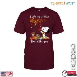 Snoopy Autumn Images T-Shirt - Celebrating Fall's 'Most Wonderful Time' Colorful Leaves & Harvest Motif Tee 9 Snoopy Autumn Images T Shirt Colorful Fall Leaves Harvest 6 1.jpg