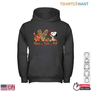 Snoopy Autumn Pictures T-Shirt - 'Peace Love Fall' Boho Chic Fall Tee 10 Snoopy Autumn Pictures T Shirt Peace Love Fall Tee 4 1.jpg