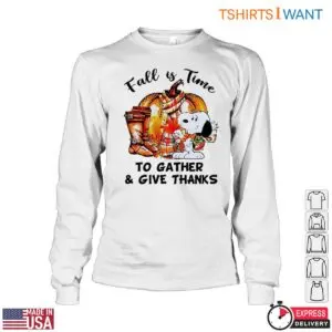 Snoopy Autumn T-Shirt - 'Fall is Time to Gather & Give Thanks' Harvest & Cornucopia Design Tee 8 Snoopy Autumn T Shirt Gather Give Thanks Cornucopia 2 1.jpg