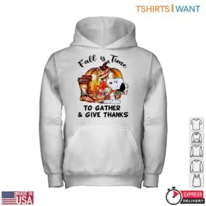 Snoopy Autumn T-Shirt - 'Fall is Time to Gather & Give Thanks' Harvest & Cornucopia Design Tee 11 Snoopy Autumn T Shirt Gather Give Thanks Cornucopia 5 1.jpg