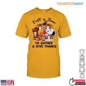 Snoopy Autumn T-Shirt - 'Fall is Time to Gather & Give Thanks' Harvest & Cornucopia Design Tee 13 Snoopy Autumn T Shirt Gather Give Thanks Cornucopia 7 1.jpg