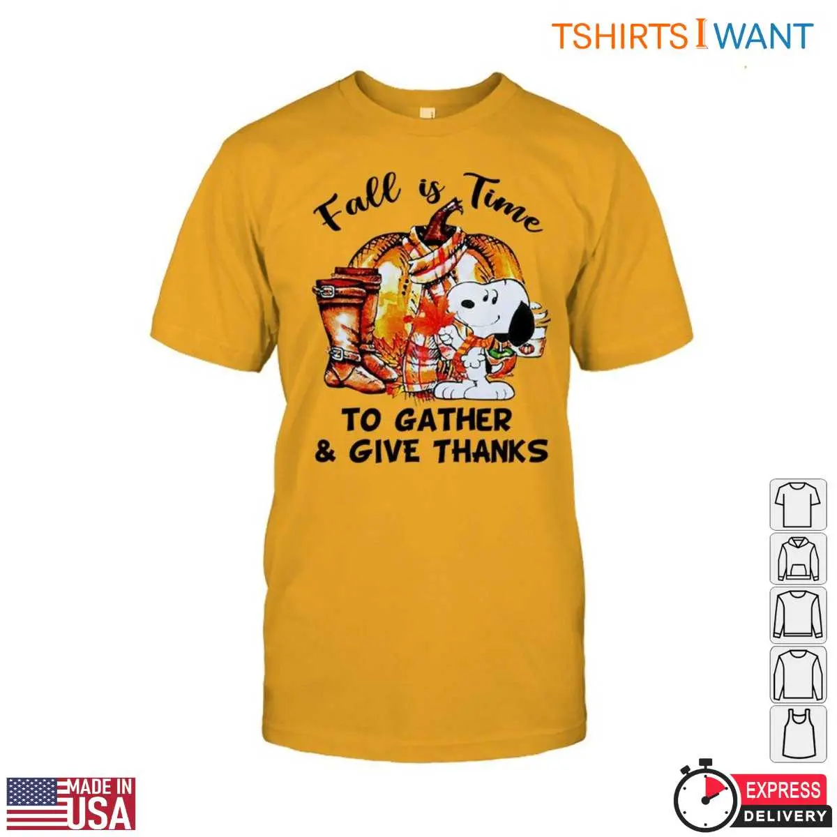Snoopy Autumn T-Shirt - 'Fall is Time to Gather & Give Thanks' Harvest & Cornucopia Design Tee 7 Snoopy Autumn T Shirt Gather Give Thanks Cornucopia 7 1.jpg