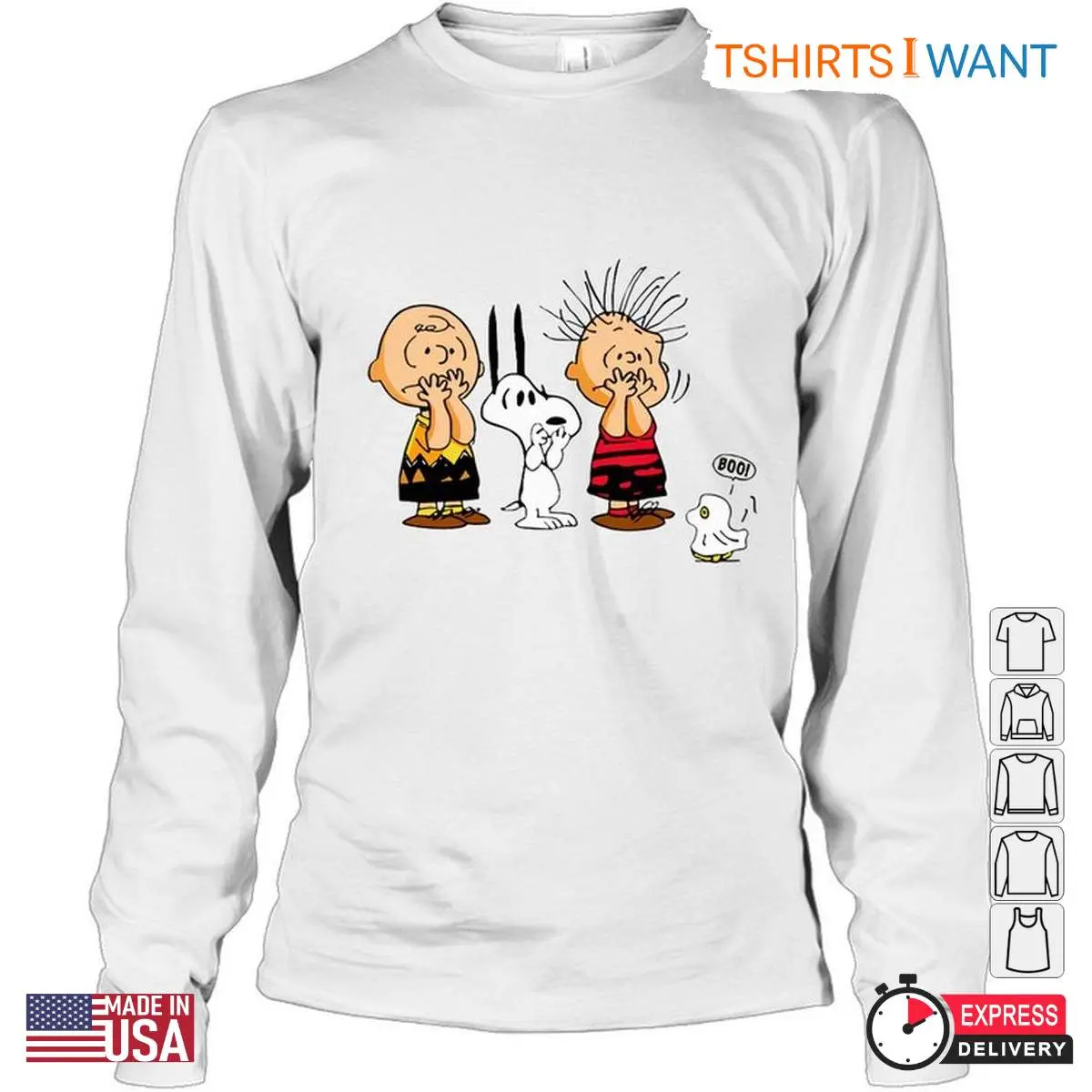 Snoopy 'Boo!' Women's T Shirt – Cute Halloween Graphic Tee for Peanuts Fans Long Sleeve