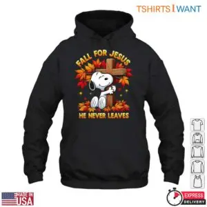 Snoopy Christian T-Shirt - Fall for Jesus, He Never Leaves Graphic Tee 10 Snoopy Christian T Shirt Fall for Jesus Tee 4 1.jpg