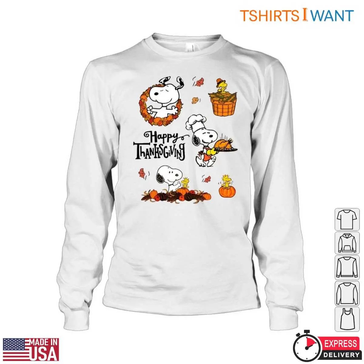 Snoopy Happy Thanksgiving T-Shirt - Festive Fall Harvest 15 Snoopy Happy Thanksgiving T-Shirt Detail