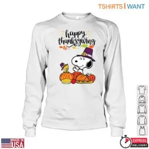 Snoopy and Woodstock Thanksgiving T-Shirt - Happy Thanksgiving Pumpkins and Fall Leaves Design 9 Snoopy Woodstock Thanksgiving T Shirt Fall Leaves Pumpkins 4 1.jpg