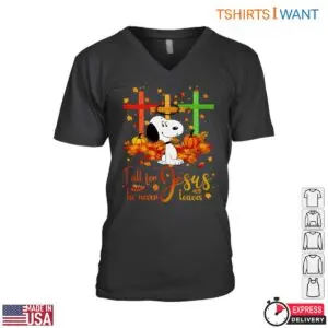 Snoopy in the Fall T-Shirt - 'Fall for Jesus, He Never Leaves' with Crosses Christian Autumn Design 8 Snoopy in the Fall T Shirt Christian Crosses Autumn Design 2 1.jpg