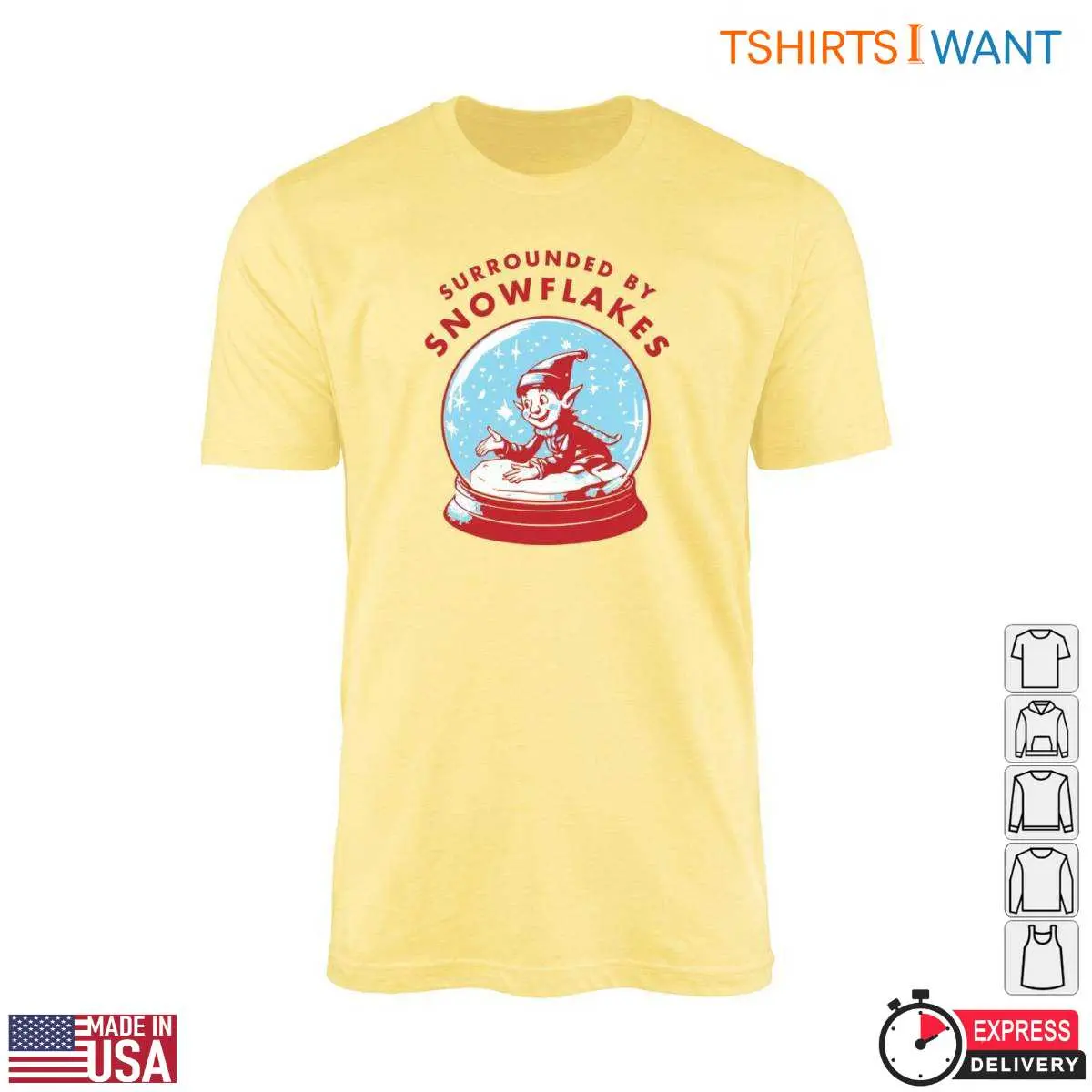 Snow Globe T Shirt Surrounded by Snowflakes Elf Design 1 1.jpg