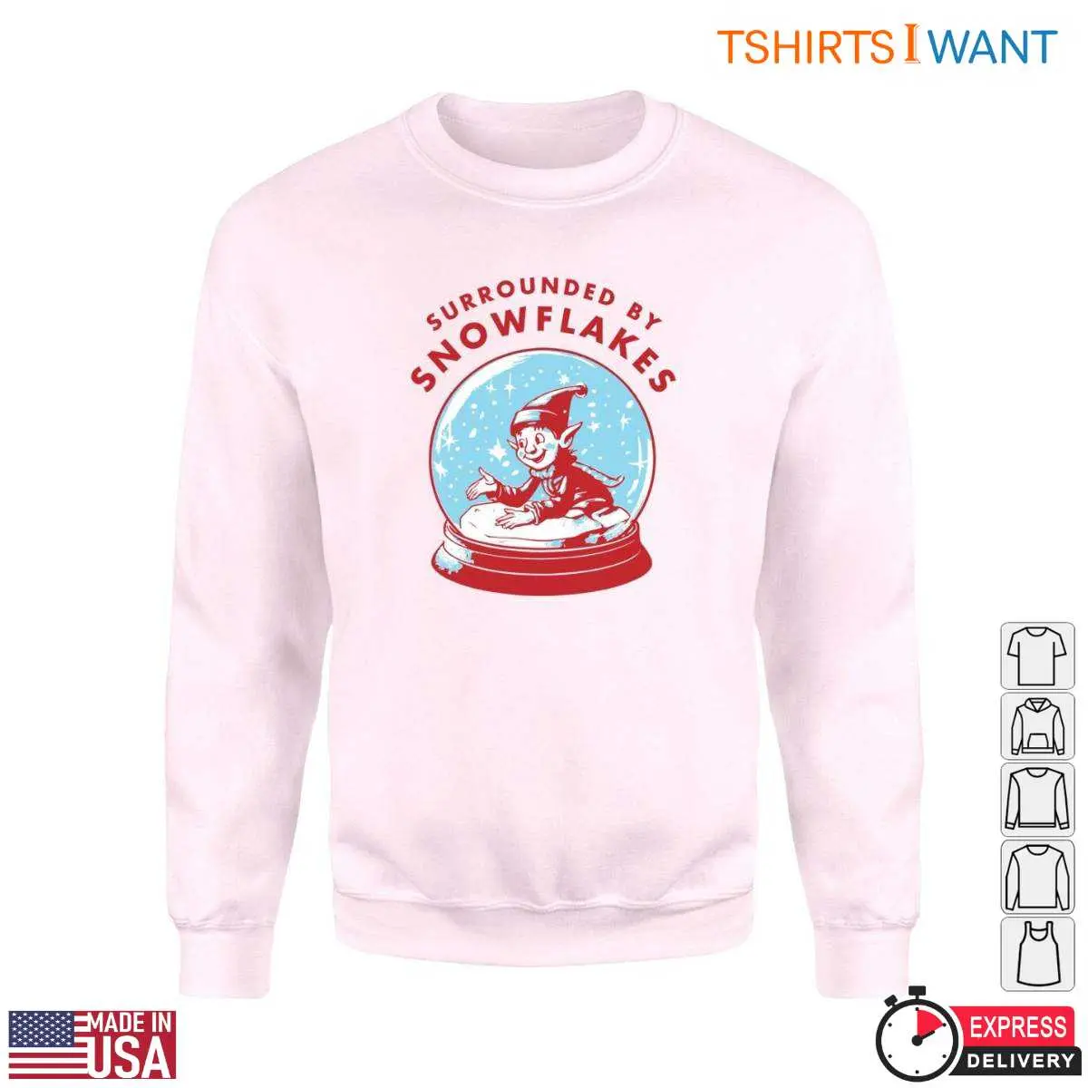 Snow Globe T Shirt Surrounded by Snowflakes Elf Design 3 1.jpg