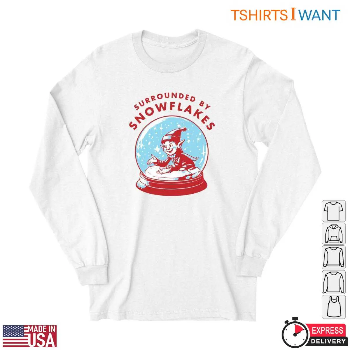 Snow Globe T Shirt Surrounded by Snowflakes Elf Design 4 1.jpg