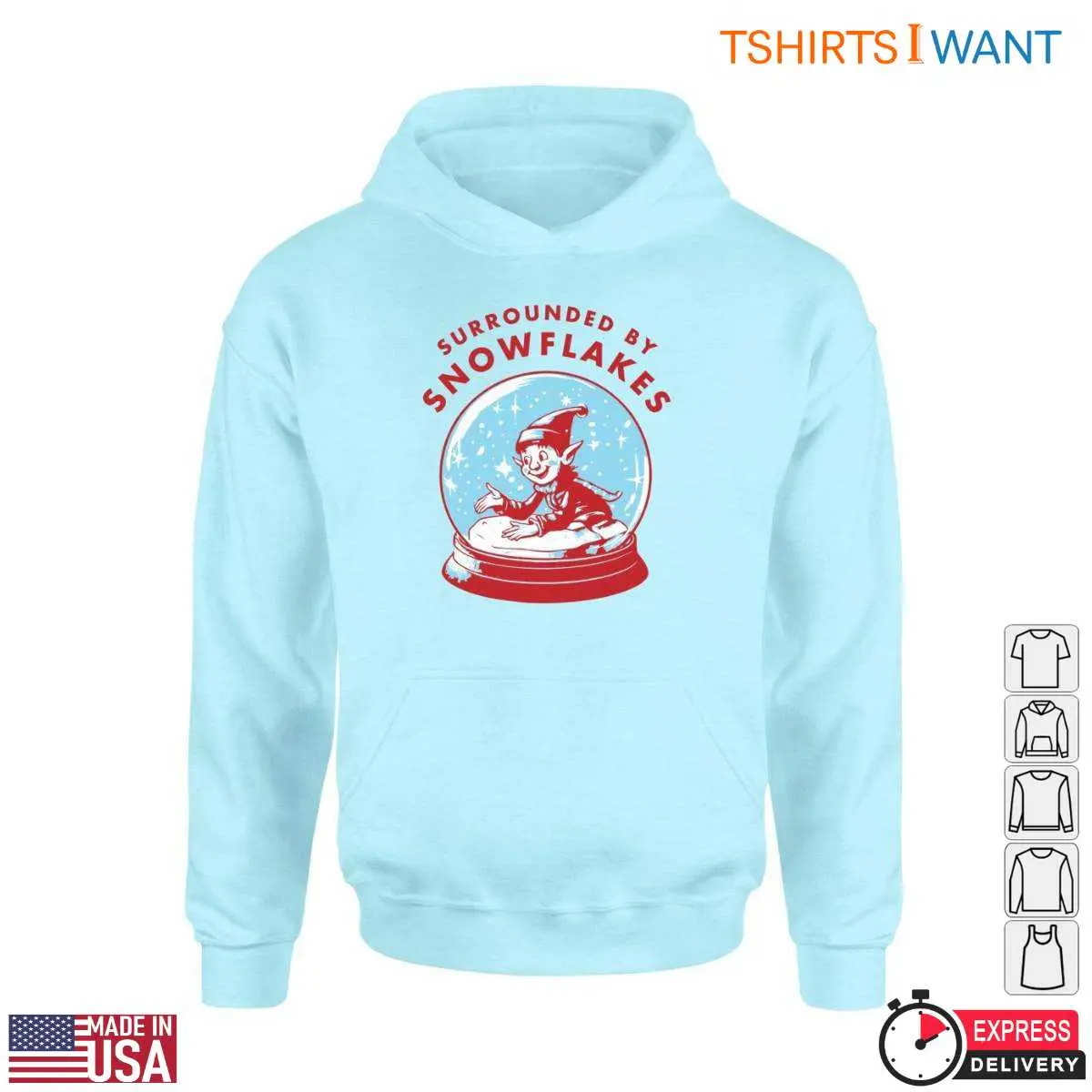 Snow Globe T Shirt Surrounded by Snowflakes Elf Design 5 1.jpg
