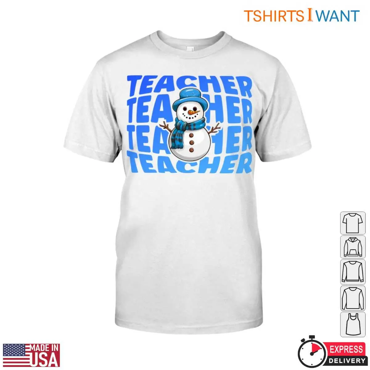 Snowman Teacher Winter T Shirt Bold TEACHER Design 1 1.jpg