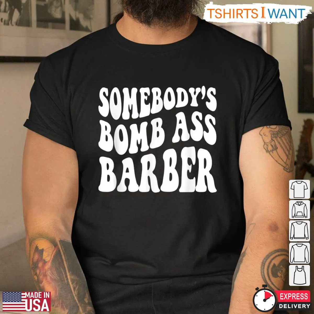 Somebody's Bomb Ass Barber Funny Barber T-Shirt 9 Bomb Ass Barber T-Shirt Detail