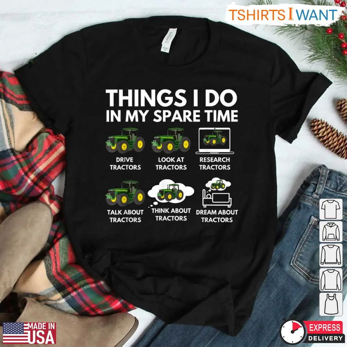 Spare Time Tractor T-Shirt - Humorous Farming Farmer Tee 11 Spare Time Tractor T-Shirt Detail