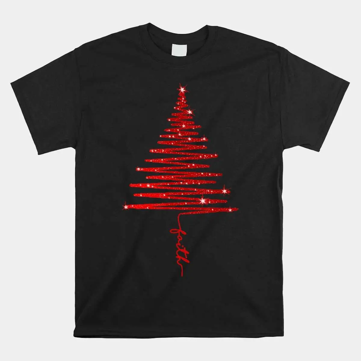 Sparkling Christmas Tree Shirt - Red Faith Holiday Design 10 Sparkling Christmas Tree Faith Holiday Shirt 1