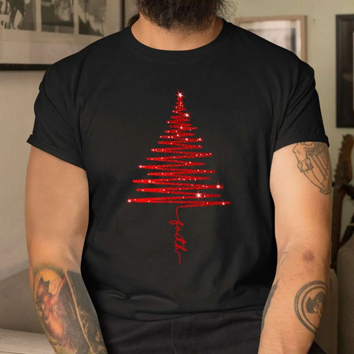Sparkling Christmas Tree Shirt - Red Faith Holiday Design 11 Sparkling Christmas Tree Faith Holiday Shirt 4