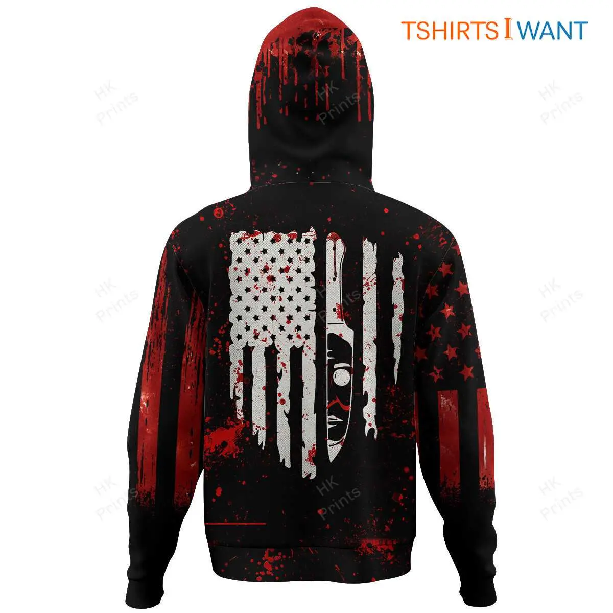Spirit Halloween Michael Myers Hoodie - American Flag Boogey Man Costume, Spooky Season 3D Printed Apparel 7 Spirit Halloween Michael Myers American Flag Boogey Man Hoodie Detail