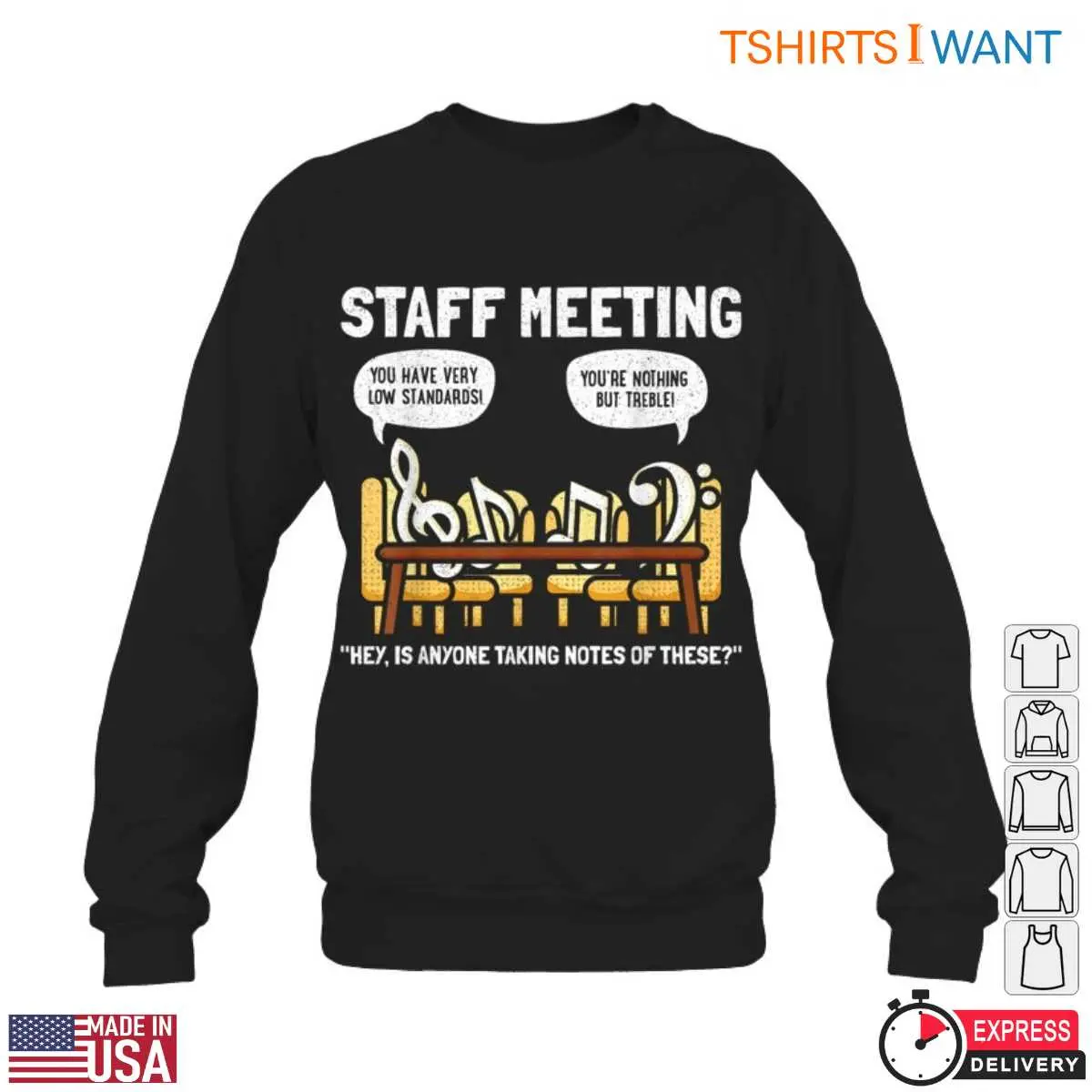 Staff Meeting Humor with Music Notes Funny Teacher T Shirt 6 1.jpg