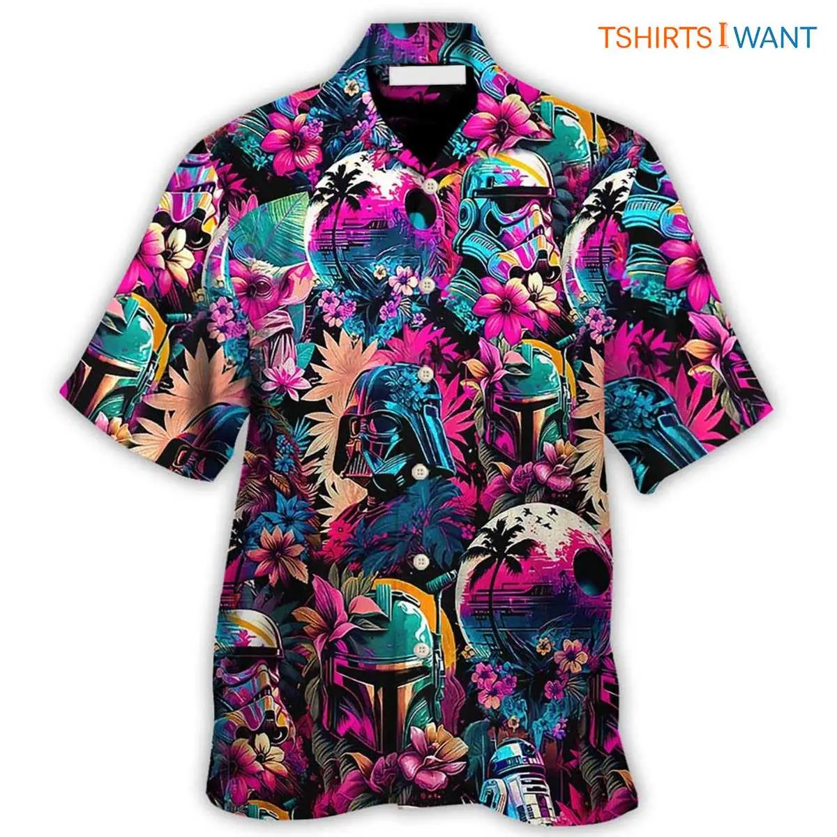 Star Wars Hawaiian Shirts: Tropical Floral Edition with Darth Vader, Boba Fett & Stormtrooper 6 Star Wars Hawaiian Shirt featuring Darth Vader, Boba Fett, and Stormtrooper