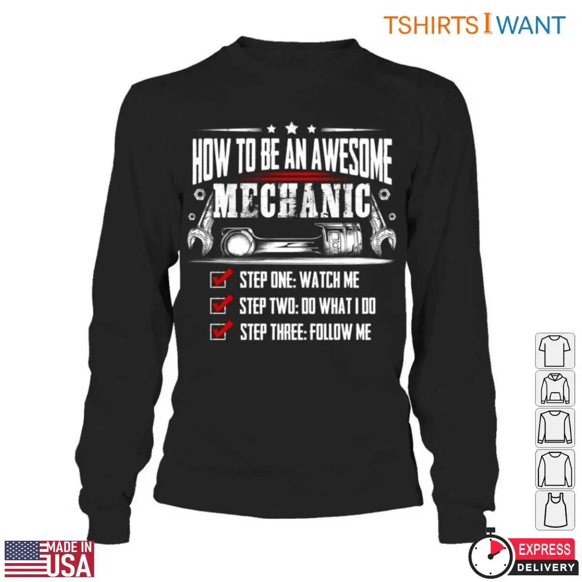 Step By Step Mechanic Guide Funny Mechanic Jokes T-Shirt 13 Detail view of Step By Step Mechanic Guide T-Shirt