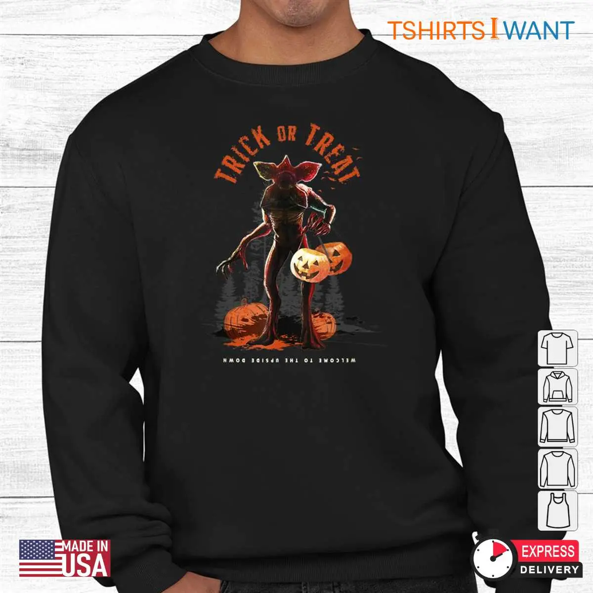 Stranger Things Halloween Shirts: Demogorgon Trick Or Treat Fright Halloween Costume 9 Stranger Things Halloween Shirts Mockup